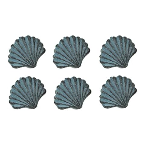 Zeckos Set of 6 Blue Cast Iron Drawer Pulls Cover