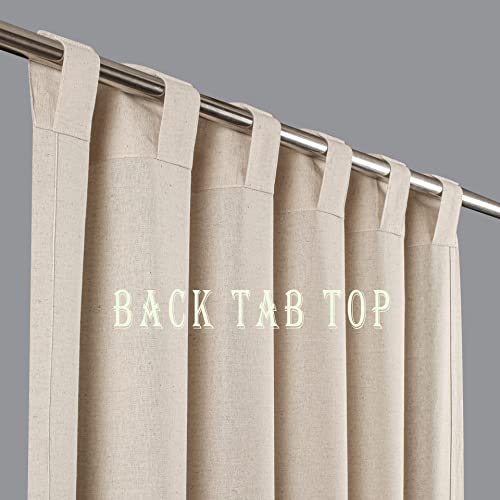 Linen Cotton Tab Top Curtains, Farmhouse Cotton/Linen Curtains, Curtain 2 Panel Set -50X108 Natural Curtains, Reverse Window Panels, Curtain Drapes Panels, Bedroom Curtains, Set Of 2 #TOP5