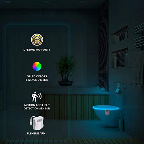 Websun Toilet Night Light Motion Activated 16 Color Changing Led Toilet Seat Light 5-Stage Dimmer Motion Sensor Toilet Bowl Light #TOP6