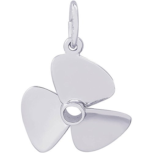Rembrandt Charms Sterling Silver Propeller Charm on a Sterling Silver Box Chain Necklace, 18\"