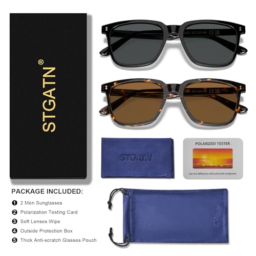 Image of STGATN Polarized Sunglasses for Men and Women, UV400 Protection Trendy Retro Sun Glasses for Driving Outdoor Hiking Fishing