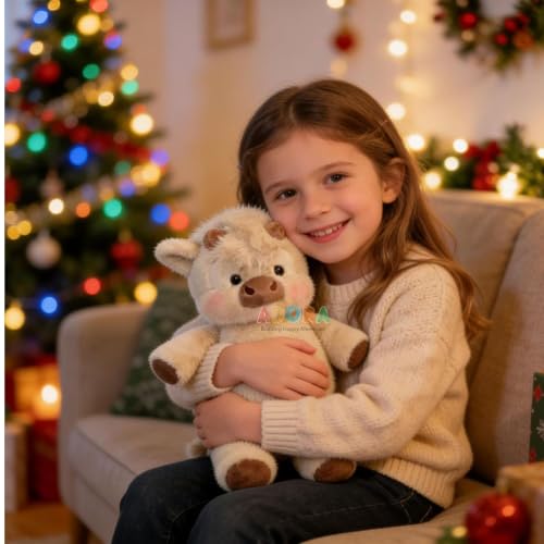 Image of ADORA Running Cow Stuffed Animal Soft Plush Toy 40 cm, Highland Calf Plush Doll, Teddy Cotton Filled Teddy, Soft Cuddle Toy for Kids, Girls & Boys, Cream Khaki Birthday Gift Hugging Toy