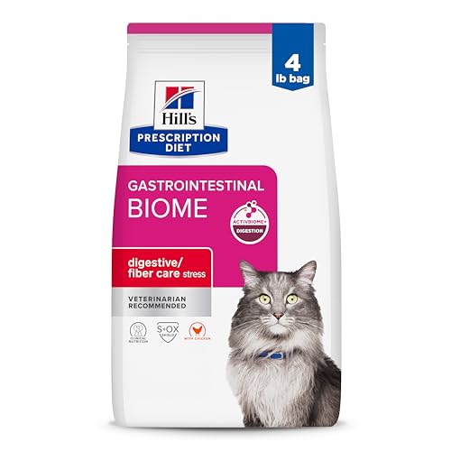 Hill's Prescription Diet Gastrointestinal Biome Stress Digestive/Fiber Care Dry Cat Food, Chicken, 4...