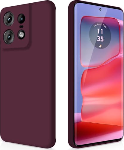 Image of DIZORO Microfiber Candy Case Compatible for Motorola Edge 50 Pro 5g Smooth Touch Cushion Liquid Soft Silicone Gel Rubber Phone Cases Non-Slip Full Body Protective Shockproof Back Cover (Wine Red)