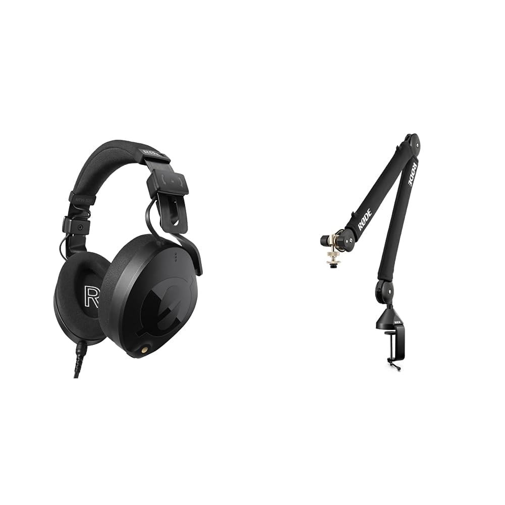 RØDE NTH-100 Professional Over-Ear Headphones for Content Creation, Music Production, Mixing and Audio Editing, Podcasting & PSA1+ - Bras de Studio Professionnel avec Suspension et Gestion des câbles