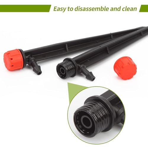 Image of TechHark Adjustable 360 Degree Drippers on 5 inch Arrow Stake, 25 Pcs, with 16mm to 4mm Cross 4-Way Connectors, 13 Pcs, Drip Irrigation System