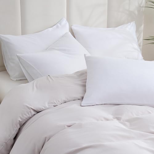 ZPECC White Pillow Cases Standard Size Set of 4, 20x26 Envelope Closure Pillowcases, Soft Plain Brushed Microfiber Covers Hypoallergenic Breathable