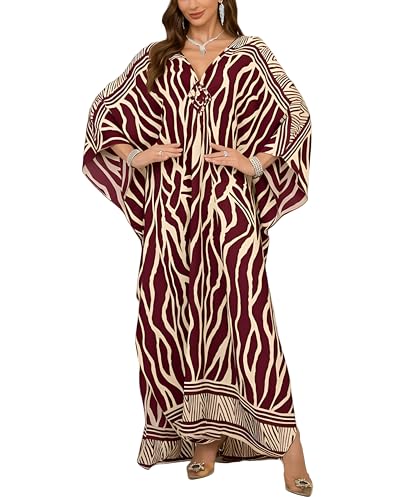 Image of KEYLORTING Plus Size Kaftan Dress Women, African Moo Moo Print Caftan, Batwing Dress, Beach Cover Up for Party and Loungewear