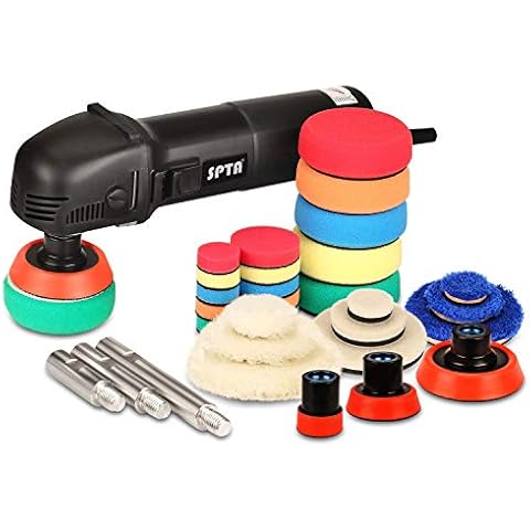 SPTA Mini Polisher, Buffer Polisher 25mm/50mm/80mm 780W, with 6 Variable Speeds, 27pcs Detail Polishing Buffing Pad Ideal for Car Sanding, Polishing, Waxing, Sealing Glaze - HROMPS3ACUK Cover