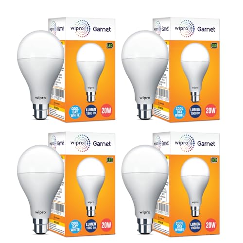 Image of wipro 20W B22D Led Bulb, Pack Of 4 (Garnet)