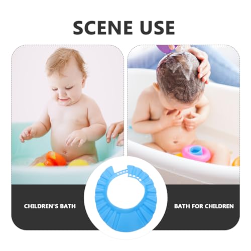Image of ibasenice Baby Shower Cap Adjustable Shampoo Shield Hat for Hair Washing Soft Elastic Bathing Cap with Water Flow Slots Protects Eyes and Face Fits Ages 3 Months to 6 Years