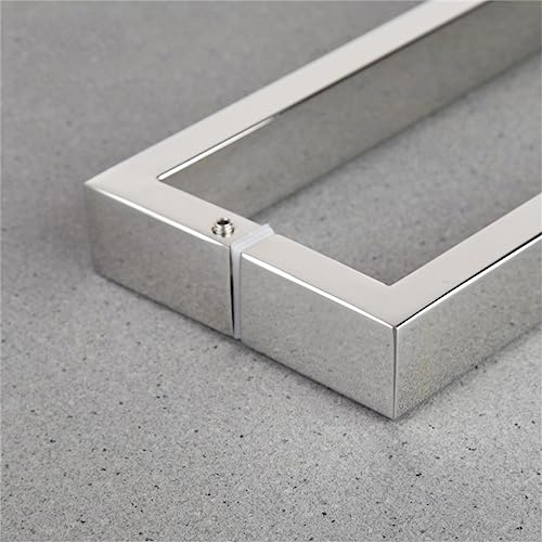 Poignée de porte en verre de salle de bain double poignée incurvée en acier inoxydable carré