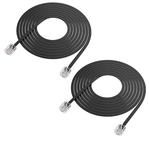 XMSJSIY RJ12 6P6C Extension Cable Phone Cord Male to Male Straight Wired Pro Grade Data and Voice Telephone Line for Landline,Telephone,Modem,Fax and More-3M/9.8FT 2 PCS
