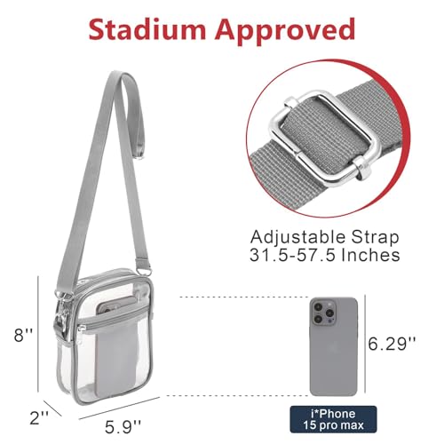 Image of PACKISM Clear Bag for Stadium Events - Clear Purses for Women Transparent Crossbody Messenger Bag for Concerts Game Day