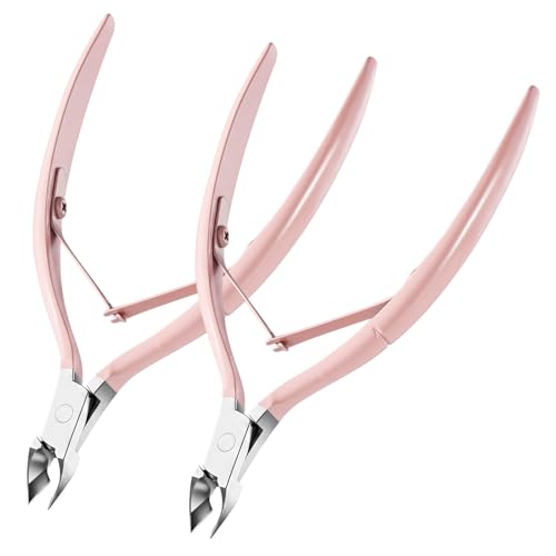 Image of Melodysusie 2Pcs Cuticle Trimmer Set, Stainless Steel Cuticle Nipper Cuticle Remover with Double Spring and Ergonomic Handle, Pedicure Manicure Tools for Home Salon