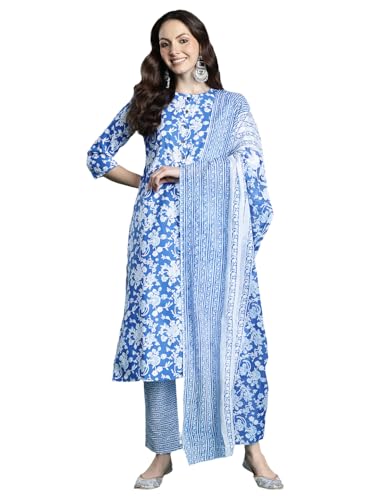 Image of INDO ERA Women Pure Cotton Kurta Set with Dupatta | Festive Suit Set, 11047