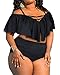 Produktbild Aqua Eve Damen-Badeanzug, Übergröße, zweiteilig, Volant, schulterfrei, Bikini, hohe Taille, Badeanzüge - Schwarz - XX-Large