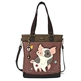 CHALA Work Tote Women Shoulder Purse with Detachable Crossbody Strap - Pig - pink stripe