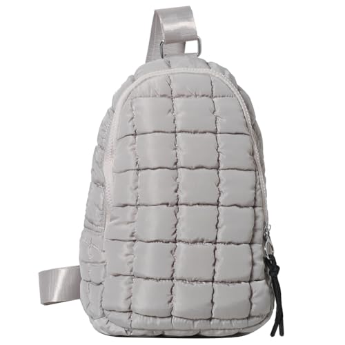 Marsupio trapuntato da donna alla moda con tracolla regolabile borsa a per viaggi allaperto Grigio chiaro 12.6x7.87x3.15inch alla moda