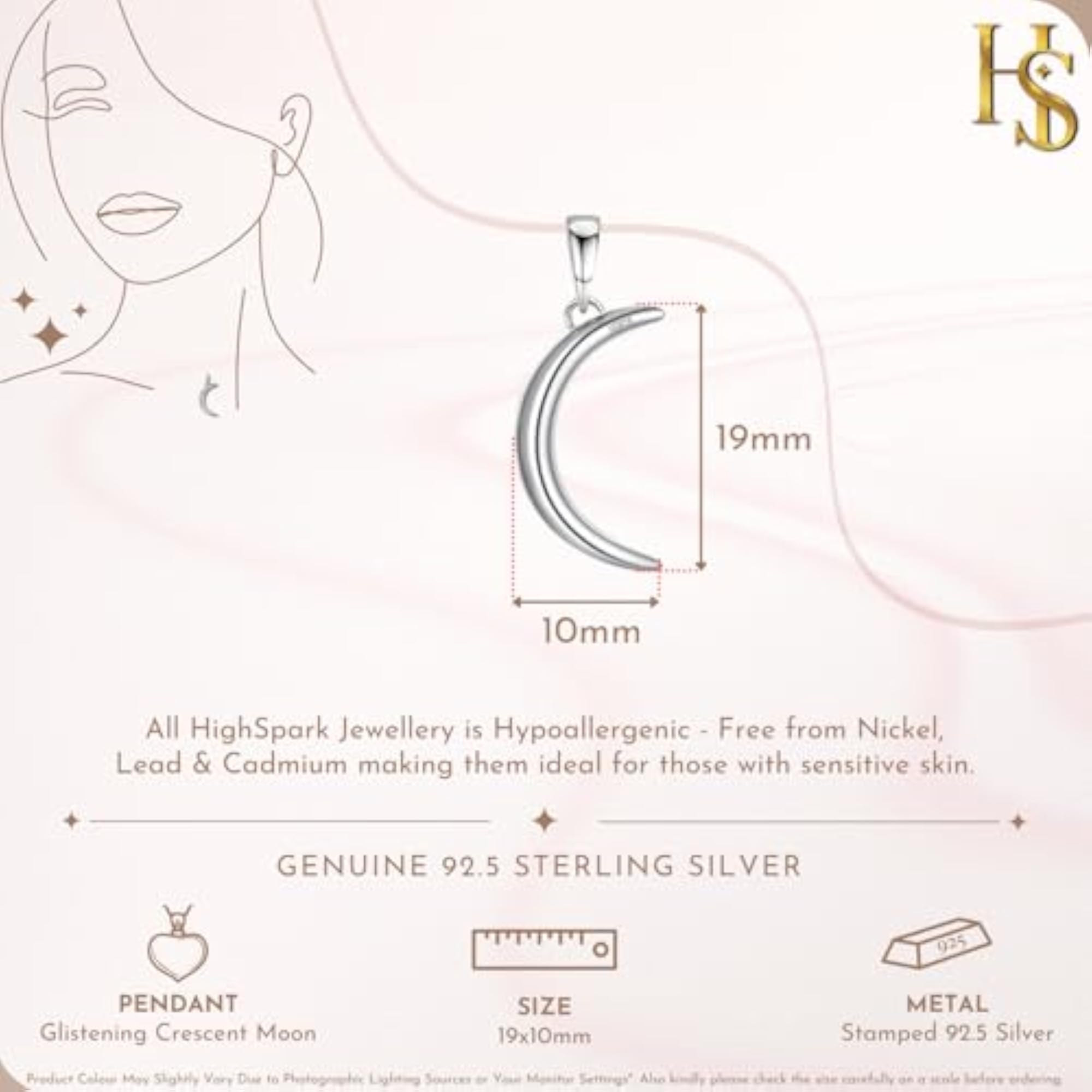 Moon Pendant for Women in 92.5 Sterling Silver