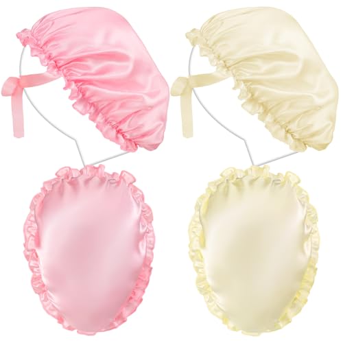 Jiuguva 4 Pieces UV Protection Tanning Face Cover Face Tanning Mask Hair Cap Protective Hair Bonnet for Women Salon, 5.91 x 4.33 Inches(Gold, Pink)