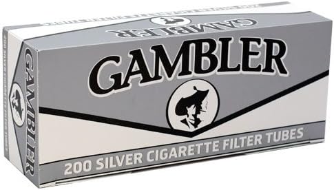Miniatura 1 de Gambler Tubos de cigarrillos RYO tamaño King plateado caja de 200 ct (5 cajas)