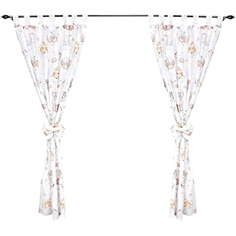 TupTam Children's Tab Top Curtains, Animals on Clouds Cover