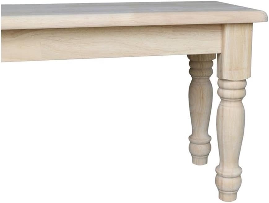 IC International Concepts, Farmhouse Bench, Solid Wood, Real Parawood, 14" W x 60" D x 18" H, 450 lbs wt. Capacity, Easy Assembly, DIY, Paint or Stain Your Way, Unfinished