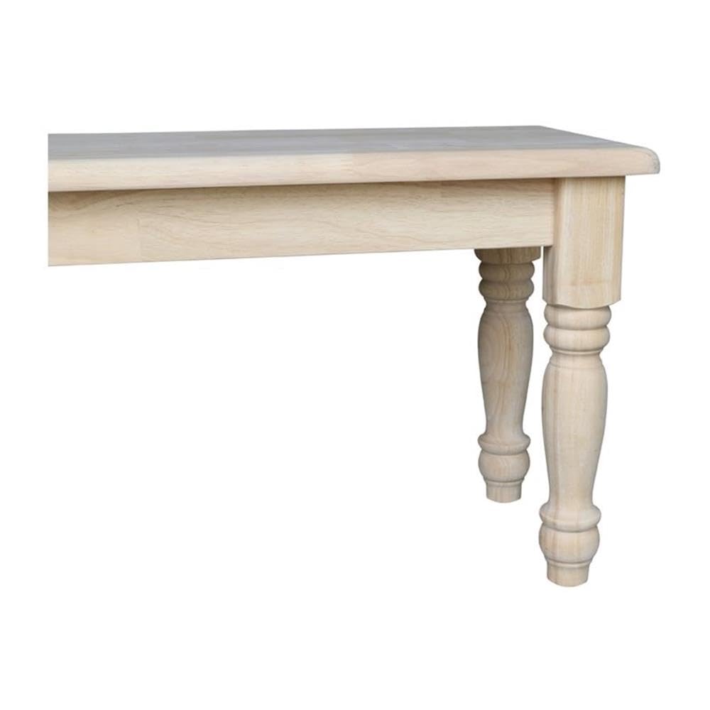 IC International Concepts, Farmhouse Bench, Solid Wood, Real Parawood, 14" W x 60" D x 18" H, 450 lbs wt. Capacity, Easy Assembly, DIY, Paint or Stain Your Way, Unfinished