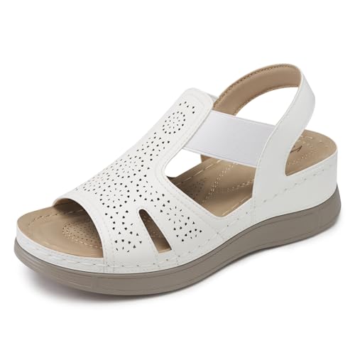 Image of SHIBEVER Wedge Sandals Women Comfortable: Sandals for Women 2026 Dressy Summer Ankle Strap Open Toe Low Heel Platform Wedges Shoes
