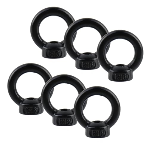 Image of M6 Eye Nut,Ring Eye Bolt Threaded Nuts,304 Stainless Steel,Black,6Pcs
