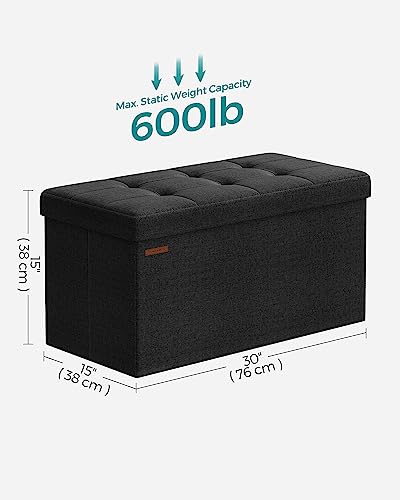 Songmics 30 Inches Folding Storage Ottoman Bench, Storage Chest, Foot Rest Stool, Black Ulsf047B01 #TOP23