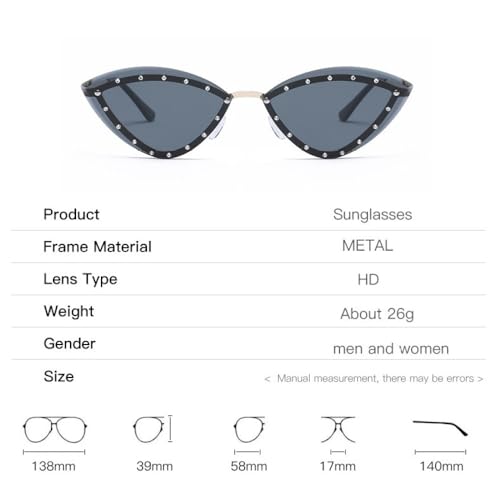 Trendige Mode für Damen, Cat-Eye-Sonnenbrille, kleine Metall-Sonnenbrille in guter Qualität für Damen