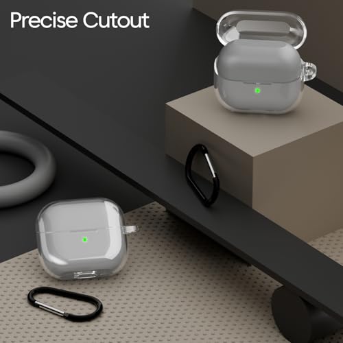 Image of Sounce Earphone Case Cover for Samsung Galaxy Buds 3 Pro and Galaxy Buds 3 TWS Soft Silicone Skin Case Cover Shock Absorbing Protective Case with Keychain [Front LED Visible] - Transparent