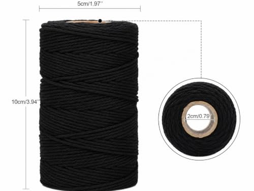 Image of G2PLUS Black String, 2MM 328 Feet Cotton String for Crafts & Bakers | Black Cotton Bakers Twine String, For Gift Wrapping, DIY Arts and Crafts, Halloween, Christmas Decor