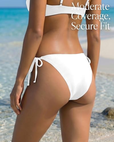 Image of Holipick Bikini Bottoms for Women String Bathing Suit Bottom with Moderate Coverage Low Waist Swim Bottom