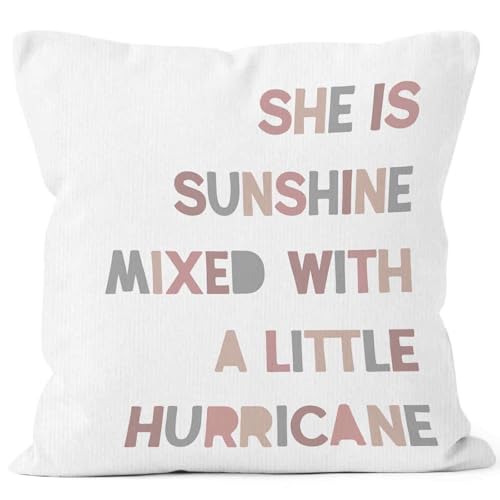 Monalet 011 Colorful Girls Nursery Throw Pillow Covers 18X18, She Is Sunshine Mixed With Hurricane Decorative Square Pillow Cases cover