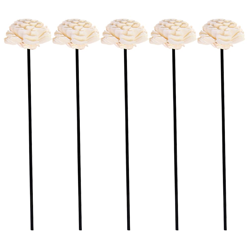 5pcs Rattan Dried Flowers Essential Oil Reed Diffuser Rose Flower Diffuser Sticks Refills Reed Diffuser Refill Oil Diffuser Refill Aromatherapy Supplement Stick Handmade Flowers