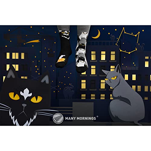 Calcetines con gato original Many Mornings Black Cat de algodón estampado 2