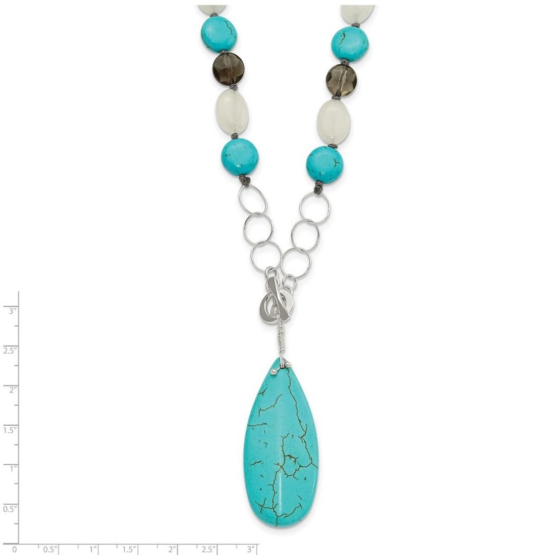 Collier en argent sterling 925 pour femme - 11,65 mm - Jade teintée - Howlite - Quartz magnésite - 56 cm, One Size, Gemme Métal Argent, Howlite Jade Howlite Jade Magnésite