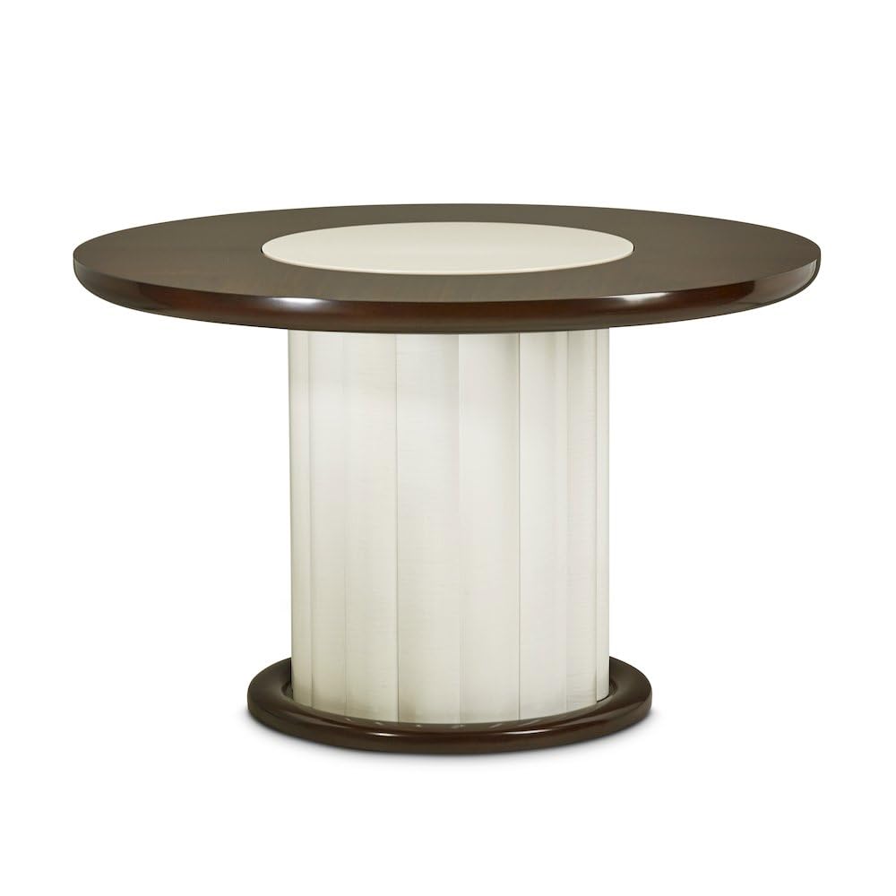 Brown Paris Chic 48-Inch Round Dining Table by Michael Amini – Solid; Manufactured Wood, Espresso, Model NF9003001-409