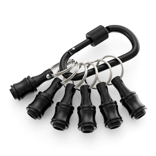 Valkynos 6 Pcs Drill Bit Holder Mens Gifts, 1/4 Bit Holder Key Chain, Impact Bit Holder, Quick Release Bit Organizer Cool Gadgets for Nut Driver Screwdriver&Drill Bits w/Key Chain Carabiner