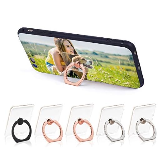 Phone Ring Cell Phone Ring Holder 360 Degree Rotation Phone Ring Holder Transparent Finger Ring Stand Kickstand Compatible Most of Smartphones Set of 5