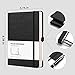 RETTACY Lined Journal Notebook - A5 Note Book Hardcover Notepad 192 Numbered Pages for Writing,100gsm Lined Paper, Leather Hardcover, for Women Men Work Office School,14.5 x 21cm - Black