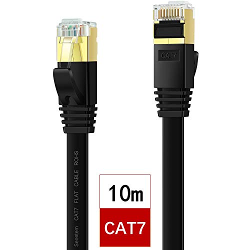 LANケーブル 10m CAT7ウルトラフラットLANケーブル カテゴリ7 高速 lanケーブル 10Gbps/600MHz CAT7準拠 イーサネットケーブル RJ45 ツメ折れ防止 やわらか スリム ブラック