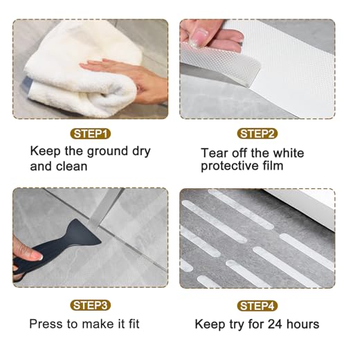 48stk Anti Rutsch Streifen, Badezimmer Antirutschband, Transparente und rutschfeste Aufkleber, Selbstklebender Rutschschutz mit Premium Schaber, für Schwimmbad, Dusche, Badezimmer, Treppe (Zwei Stile)