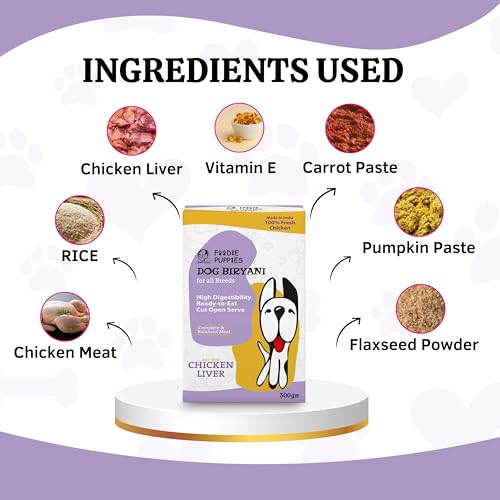 Image of Foodie Puppies Chicken Liver Biryani for Dogs & Puppies - 300gm (Pack of 2) | Delicious Wet Meal for Overall Health | Made with Rice, Vegetables, Chicken & Liver | Easily Digestible | All Breeds Size