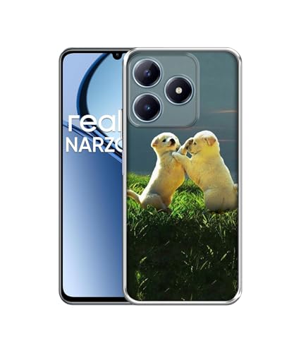 Image of Puppy Couple Sunset Design Printed Silicon Soft TPU Back Case Cover for Realme C63 4G / Narzo N63 4G