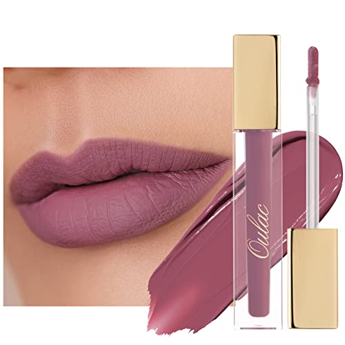 Oulac Nude Pintalabios Mate Líquido - Brown Larga Duración Labios, Muy Pigmentadas, Cobertura Total Barra de Labios, Fórmula Cremosa, Sin Transferencia, Con Aceite de Rosa,Vegano M13