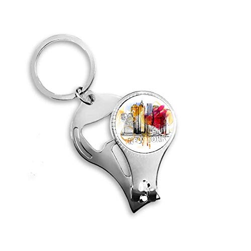 New York City America The United States Nail Nipper Ring Key Chain Bottle Opener Clipper